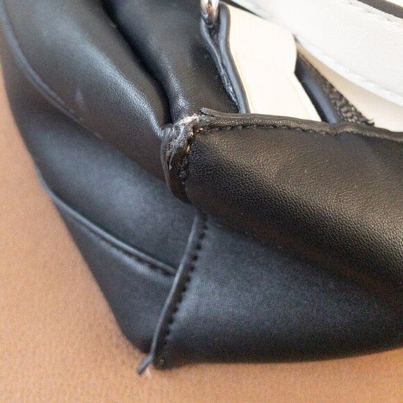 Calvin Klein Colorblock Faux Leather Backpack Purse – Black & Ivory | Modern Min